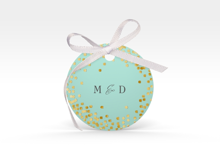 Geschenkanhänger Hochzeit Glitter Geschenkanhänger, rund mint gold