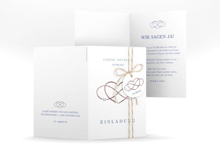 Einladungskarte Hochzeit Infinity A6 Klappkarte hoch rosegold