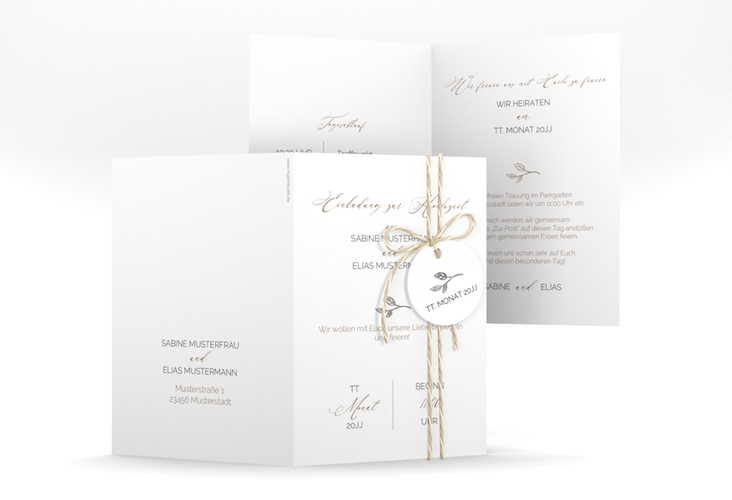 Einladungskarte Hochzeit Plain A6 Klappkarte hoch silber