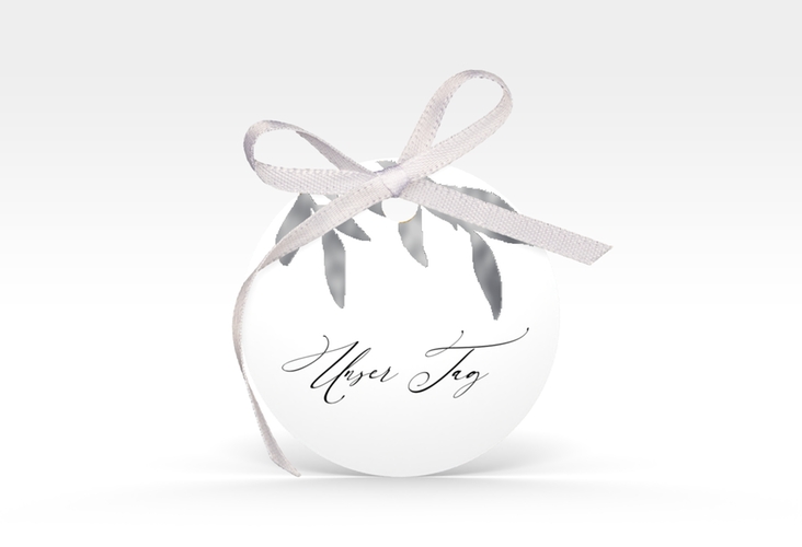 Geschenkanhänger Hochzeit Demure Geschenkanhänger, rund weiss silber