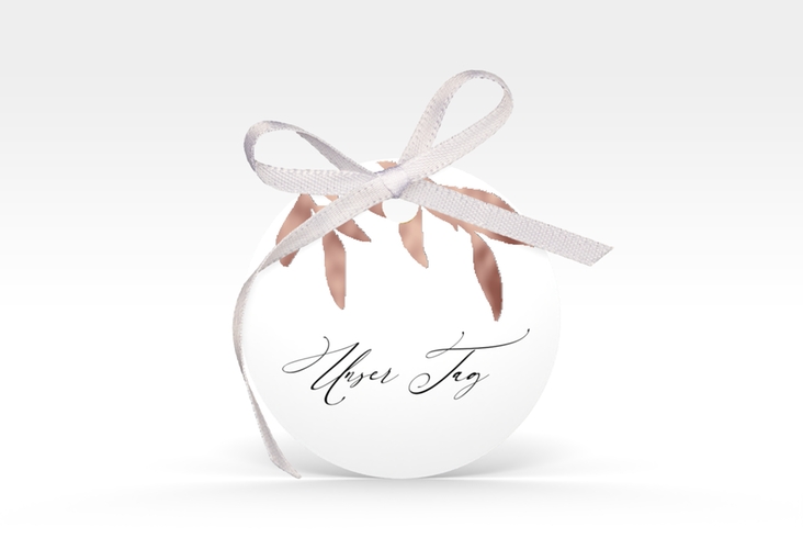 Geschenkanhänger Hochzeit Demure Geschenkanhänger, rund weiss rosegold