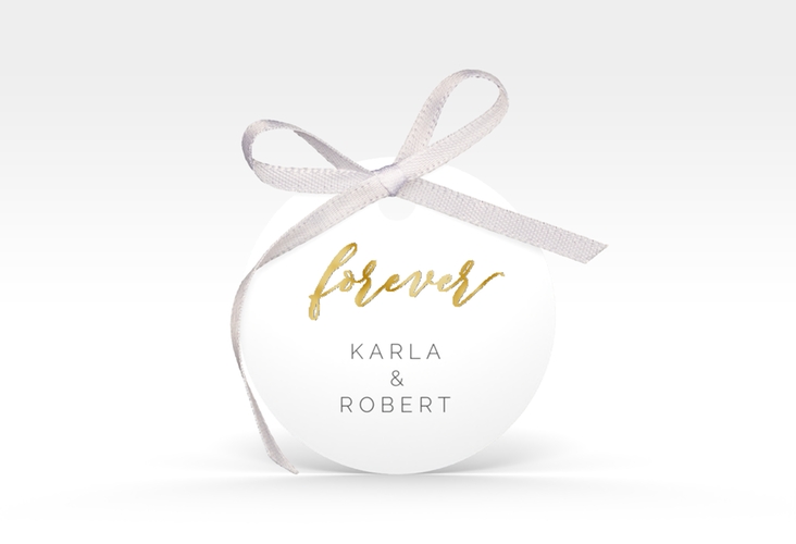 Geschenkanhänger Hochzeit Promise Geschenkanhänger, rund weiss gold
