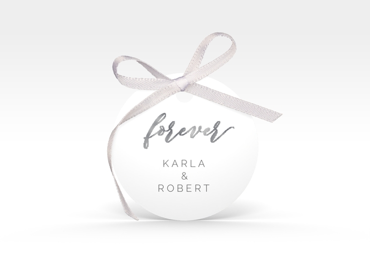Geschenkanhänger Hochzeit Promise Geschenkanhänger, rund weiss silber