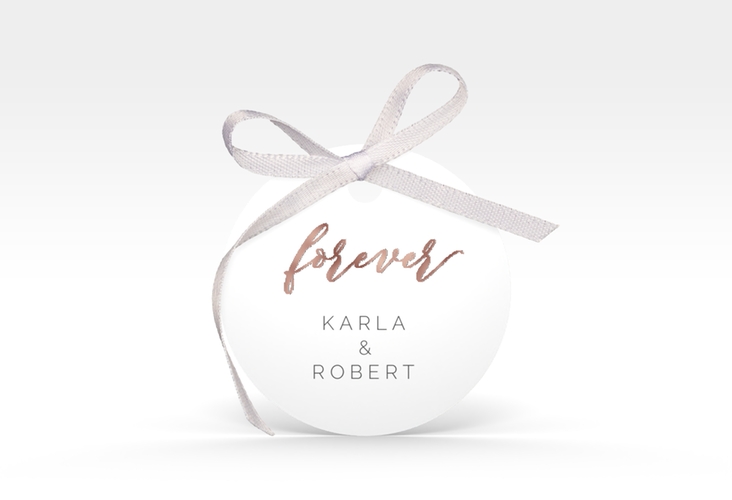 Geschenkanhänger Hochzeit Promise Geschenkanhänger, rund weiss rosegold