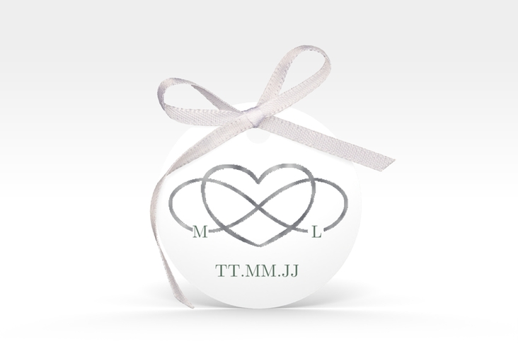Geschenkanhänger Hochzeit Infinity Geschenkanhänger, rund gruen silber