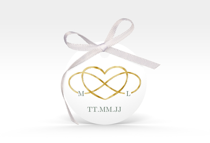 Geschenkanhänger Hochzeit Infinity Geschenkanhänger, rund gruen gold