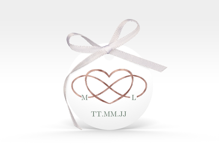 Geschenkanhänger Hochzeit Infinity Geschenkanhänger, rund gruen rosegold
