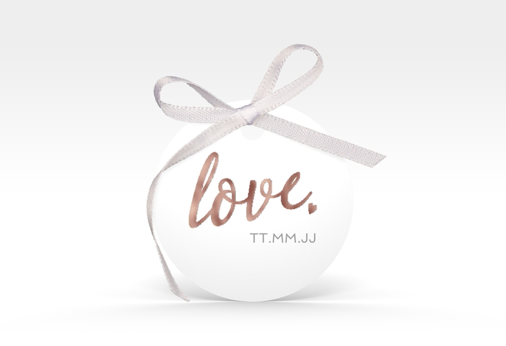 Geschenkanhänger Hochzeit Glam Geschenkanhänger, rund weiss rosegold