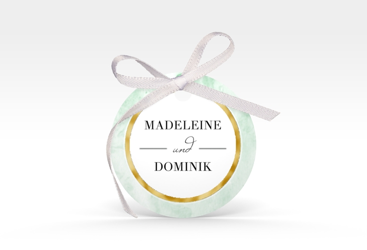 Geschenkanhänger Hochzeit Marble Geschenkanhänger, rund gruen gold