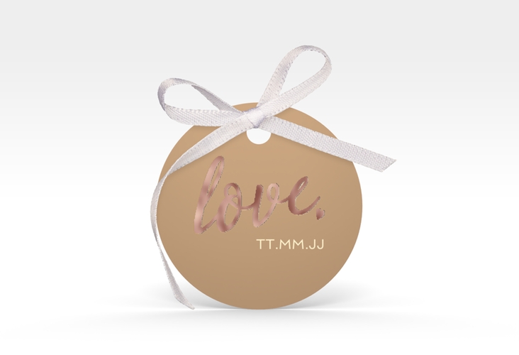 Geschenkanhänger Hochzeit Glam Geschenkanhänger, rund beige rosegold