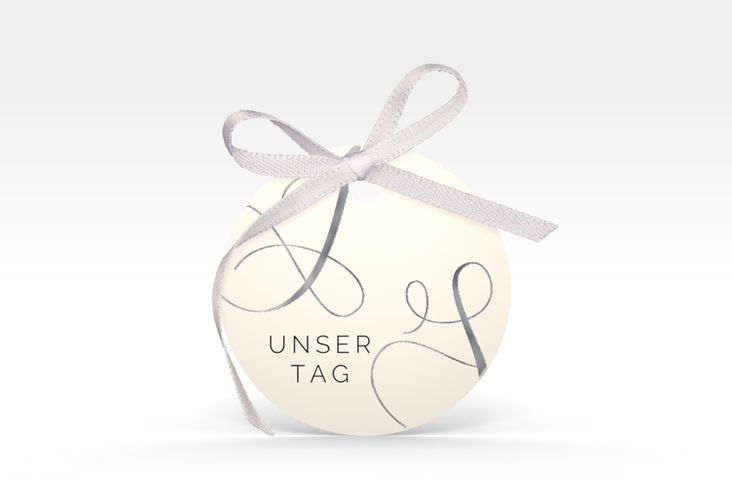 Geschenkanhänger Hochzeit Eheschließung Geschenkanhänger, rund beige silber