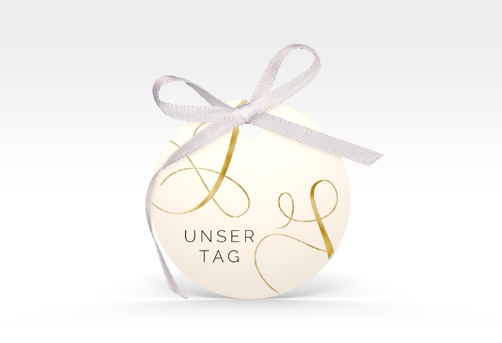 Geschenkanhänger Hochzeit Eheschließung Geschenkanhänger, rund beige gold