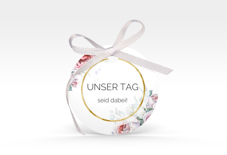 Geschenkanhänger Hochzeit Embrace Geschenkanhänger, rund weiss gold