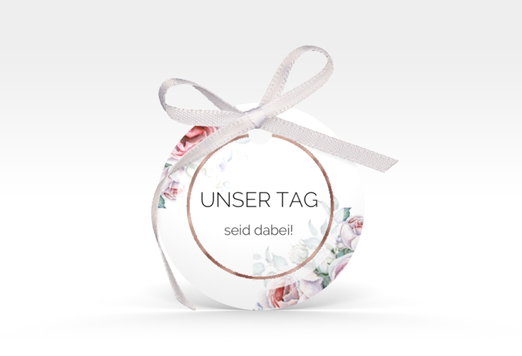 Geschenkanhänger Hochzeit Embrace Geschenkanhänger, rund weiss rosegold