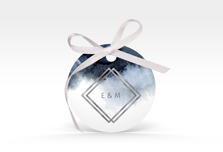 Geschenkanhänger Hochzeit Aquarellic Geschenkanhänger, rund weiss silber