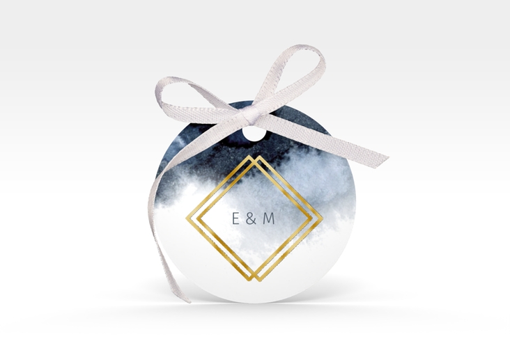 Geschenkanhänger Hochzeit Aquarellic Geschenkanhänger, rund weiss gold