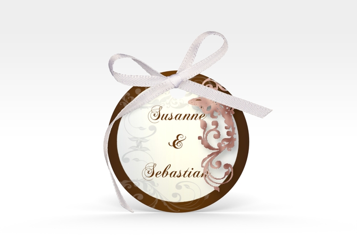 Geschenkanhänger Hochzeit Toulouse Geschenkanhänger, rund braun rosegold