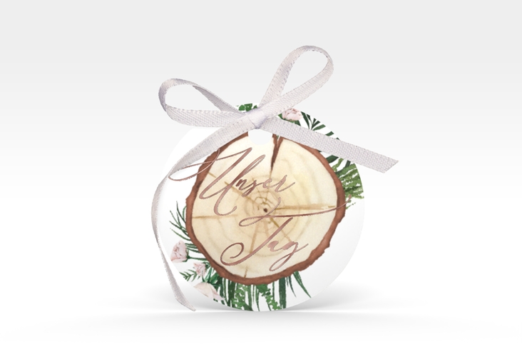 Geschenkanhänger Hochzeit Woodland Geschenkanhänger, rund weiss rosegold