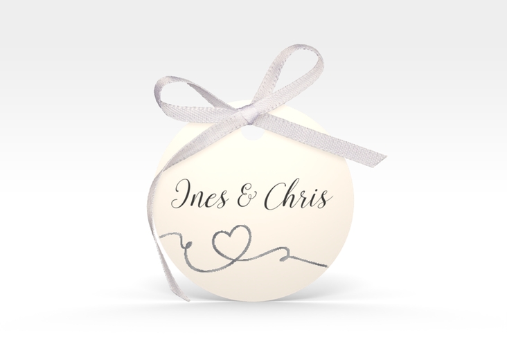 Geschenkanhänger Hochzeit Dolce Geschenkanhänger, rund beige silber