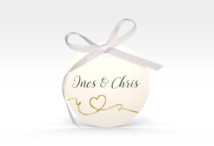 Geschenkanhänger Hochzeit Dolce Geschenkanhänger, rund beige gold