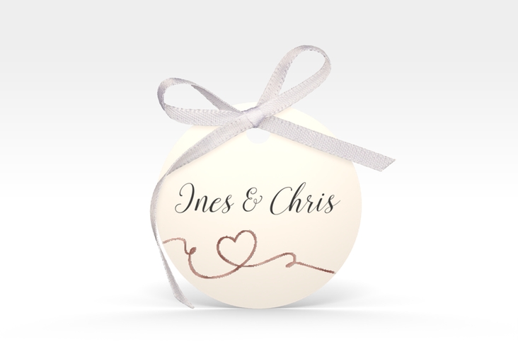 Geschenkanhänger Hochzeit Dolce Geschenkanhänger, rund beige rosegold