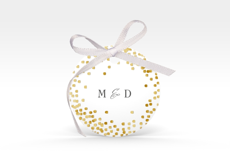 Geschenkanhänger Hochzeit Glitter Geschenkanhänger, rund weiss gold