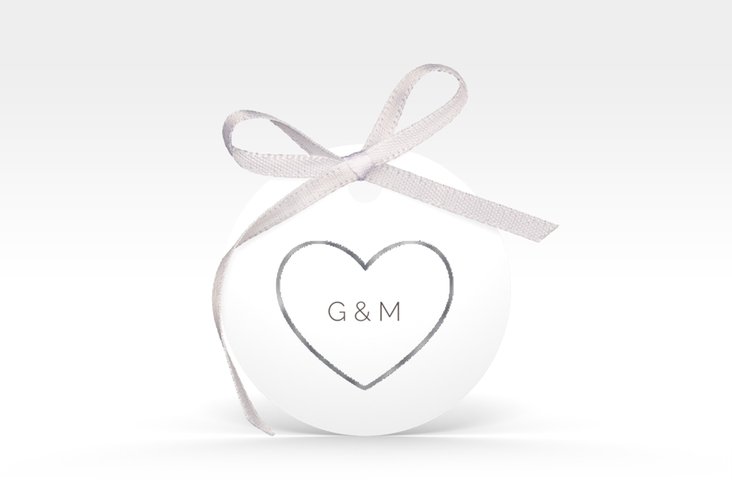 Geschenkanhänger Hochzeit Lebenstraum Geschenkanhänger, rund weiss silber
