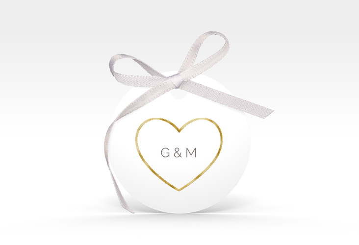 Geschenkanhänger Hochzeit Lebenstraum Geschenkanhänger, rund weiss gold