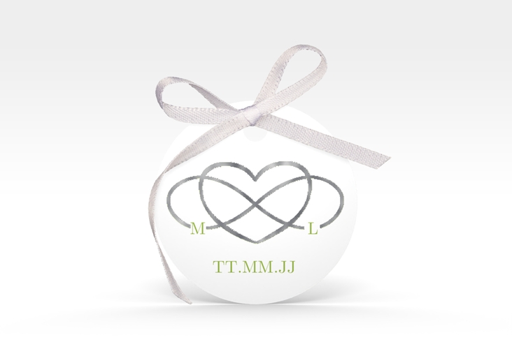 Geschenkanhänger Hochzeit Infinity Geschenkanhänger, rund gruen silber