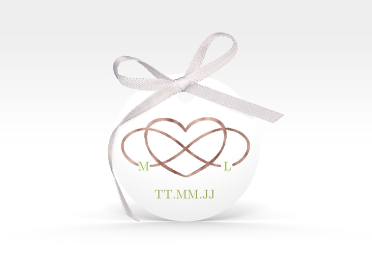 Geschenkanhänger Hochzeit Infinity Geschenkanhänger, rund gruen rosegold