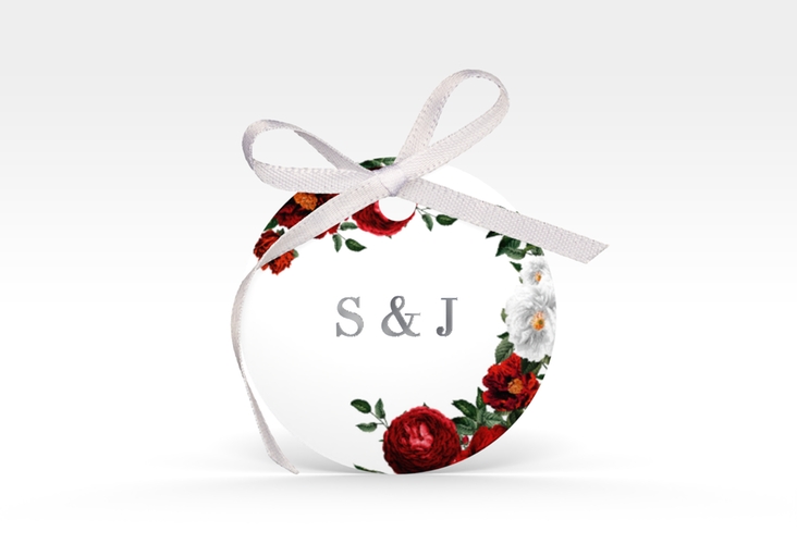Geschenkanhänger Hochzeit Florista Geschenkanhänger, rund weiss silber