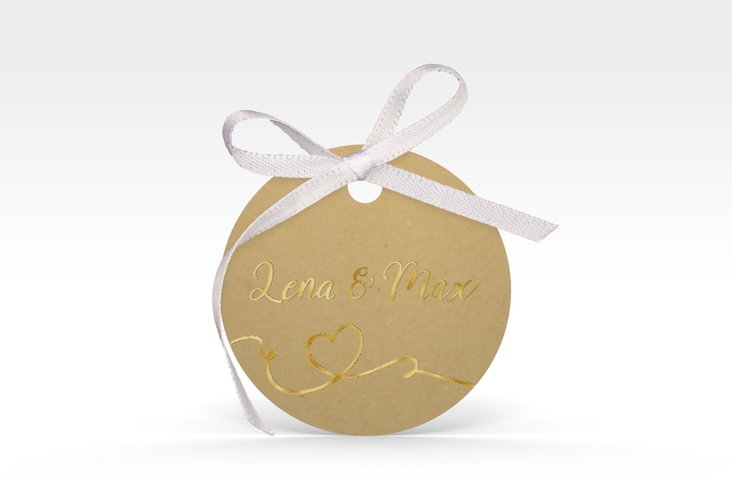Geschenkanhänger Hochzeit Herzensbund Geschenkanhänger, rund weiss gold