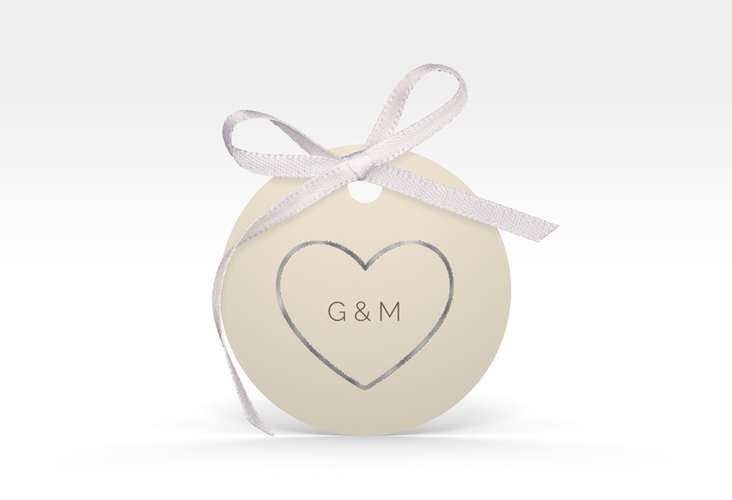 Geschenkanhänger Hochzeit Lebenstraum Geschenkanhänger, rund beige silber
