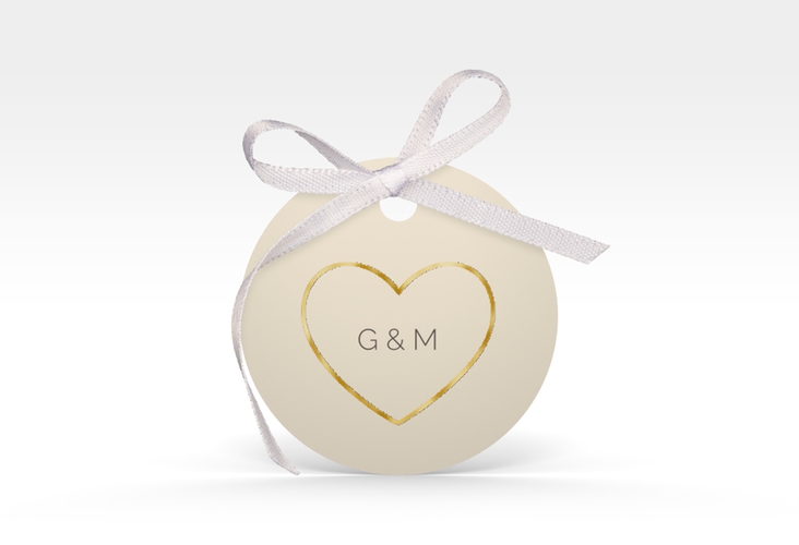 Geschenkanhänger Hochzeit Lebenstraum Geschenkanhänger, rund beige gold
