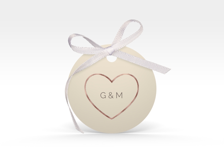 Geschenkanhänger Hochzeit Lebenstraum Geschenkanhänger, rund beige rosegold
