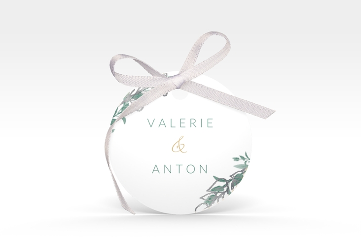 Geschenkanhänger Hochzeit Verde Geschenkanhänger, rund weiss silber