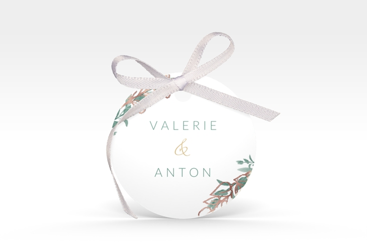 Geschenkanhänger Hochzeit Verde Geschenkanhänger, rund weiss rosegold