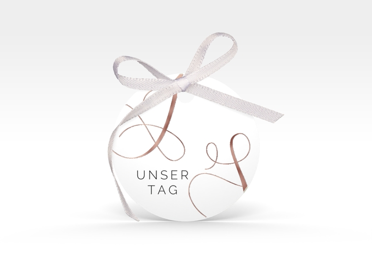 Geschenkanhänger Hochzeit Eheschließung Geschenkanhänger, rund weiss rosegold