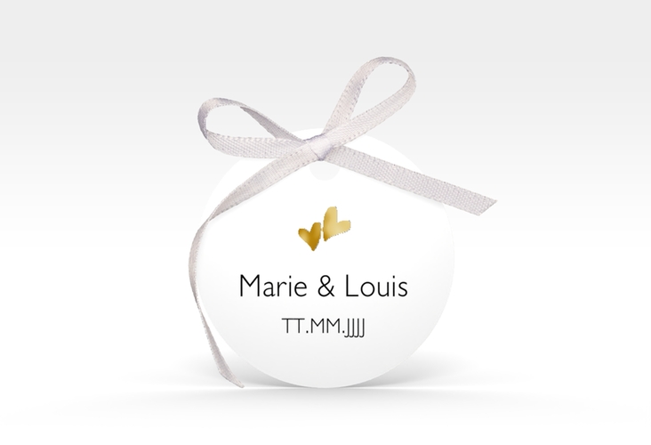 Geschenkanhänger Hochzeit Twohearts Geschenkanhänger, rund beige gold