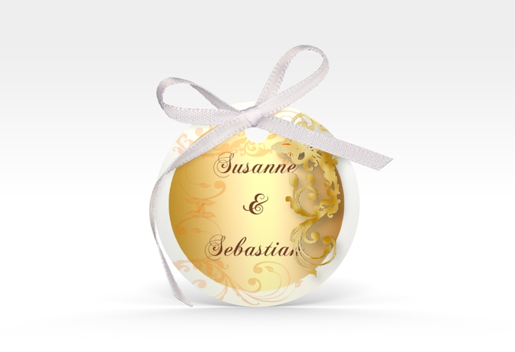 Geschenkanhänger Hochzeit Toulouse Geschenkanhänger, rund orange gold