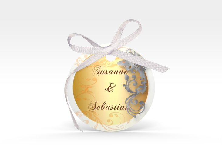 Geschenkanhänger Hochzeit Toulouse Geschenkanhänger, rund orange silber