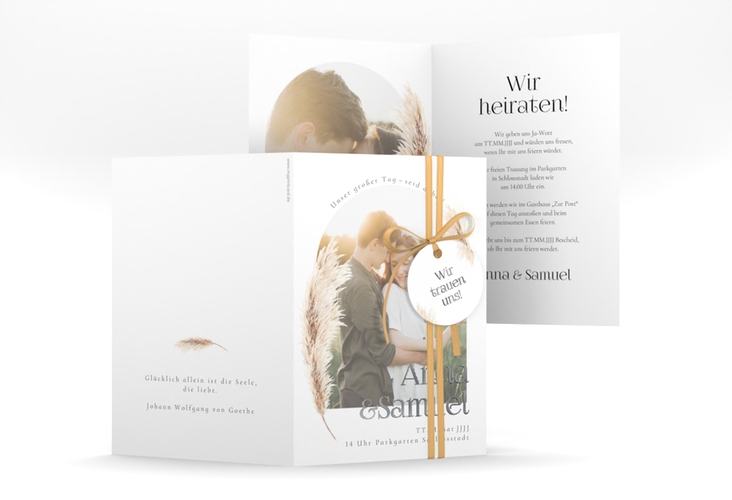 Einladungskarte Hochzeit Boholove A6 Klappkarte hoch silber