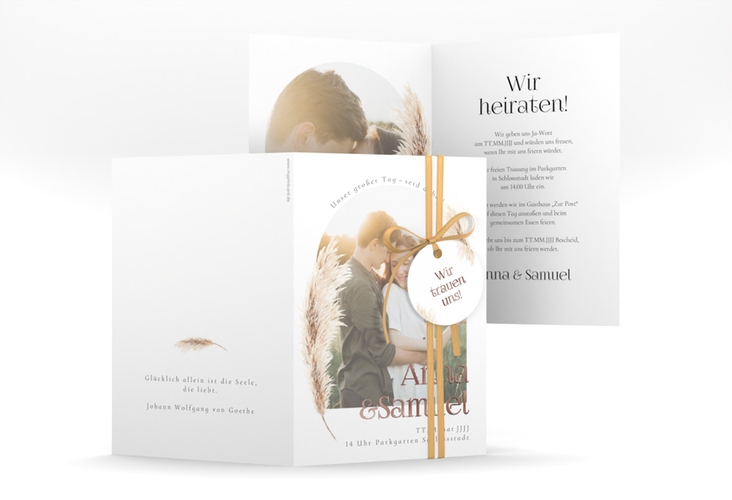 Einladungskarte Hochzeit Boholove A6 Klappkarte hoch rosegold