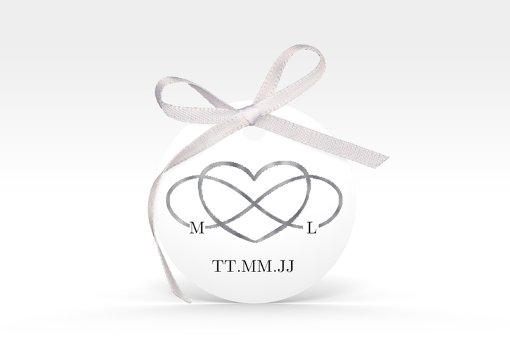 Geschenkanhänger Hochzeit Infinity Geschenkanhänger, rund schwarz silber