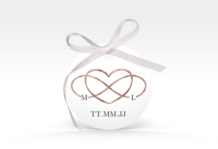 Geschenkanhänger Hochzeit Infinity Geschenkanhänger, rund schwarz rosegold