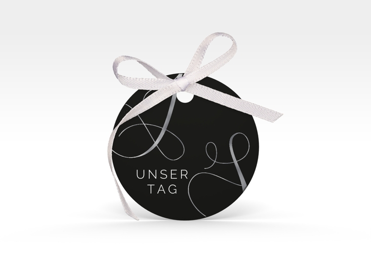 Geschenkanhänger Hochzeit Eheschließung Geschenkanhänger, rund schwarz silber