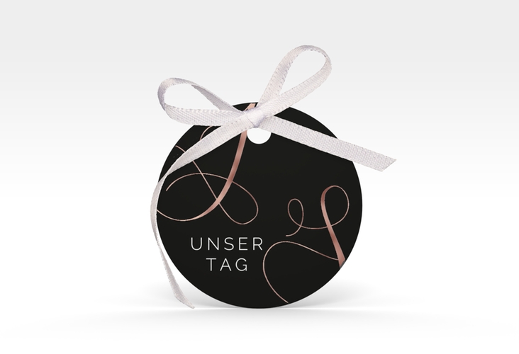 Geschenkanhänger Hochzeit Eheschließung Geschenkanhänger, rund schwarz rosegold