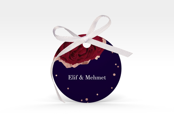 Geschenkanhänger Hochzeit Cherie Geschenkanhänger, rund schwarz rosegold