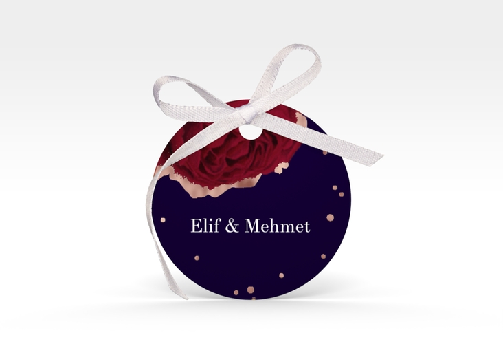 Geschenkanhänger Hochzeit Cherie Geschenkanhänger, rund schwarz rosegold