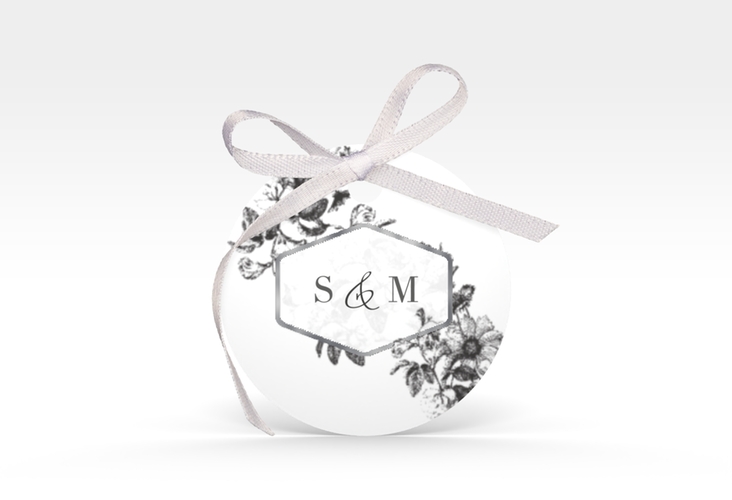 Geschenkanhänger Hochzeit Magnificent Geschenkanhänger, rund schwarz silber